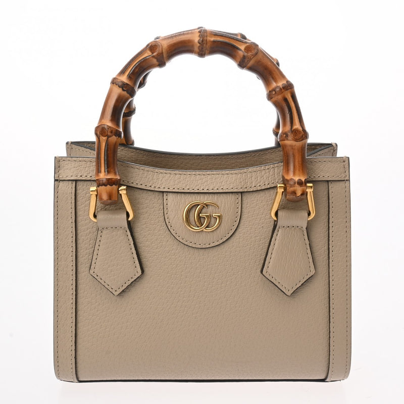 GUCCI グッチ ダイアナ ミニトートバッグ 2WAY ベージュ 702732 レディース レザー バンブー ハンドバッグ Aランク 中古 銀蔵