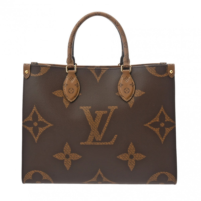 LOUIS VUITTON ルイヴィトン モノグラムジャイアント オンザゴー MM 新型 ブラウン M45321 レディース レザー ハンドバッグ 新同 中古 銀蔵