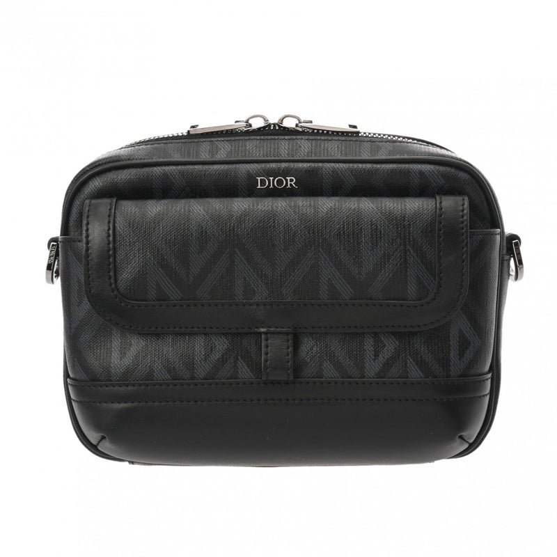 CHRISTIAN DIOR クリスチャンディオール CDダイヤモンド ヒットザロード ブラック シルバー金具 1ESME157CDP レディース PVC レザー ショルダーバッグ Aランク 中古 銀蔵