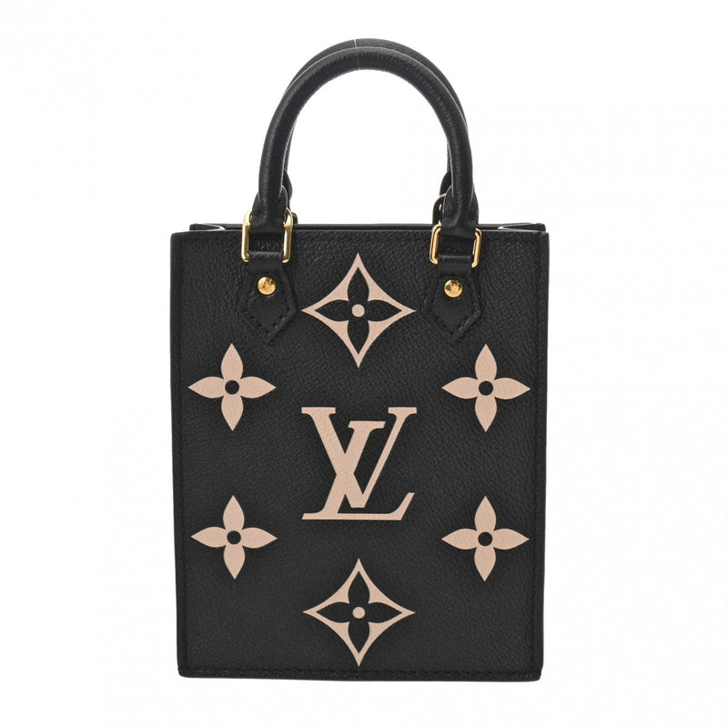 LOUIS VUITTON ルイヴィトン モノグラムアンプラント プティットサックプラ ノワール/ベージュ M81416 レディース レザー 2WAYバッグ Aランク 中古 銀蔵