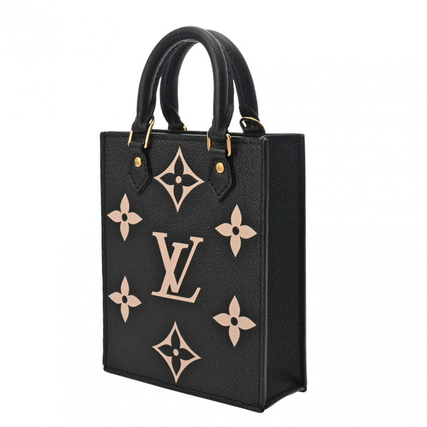 LOUIS VUITTON ルイヴィトン モノグラムアンプラント プティットサックプラ ノワール/ベージュ M81416 レディース レザー 2WAYバッグ Aランク 中古 銀蔵