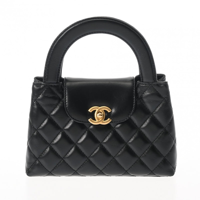 CHANEL シャネル マトラッセ ミニショッピングバッグ ブラック AS4416 レディース シャイニーエイジドカーフ ハンドバッグ 新同 中古 銀蔵