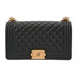 CHANEL シャネル ボーイシャネル チェーンショルダー 25cm ブラック A67086 レディース キャビアスキン ショルダーバッグ Aランク 中古 銀蔵