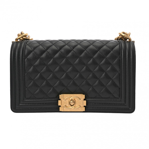 CHANEL シャネル ボーイシャネル チェーンショルダー 25cm ブラック A67086 レディース キャビアスキン ショルダーバッグ Aランク 中古 銀蔵