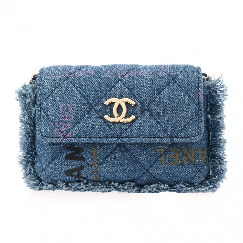 CHANEL シャネル ミニチェーンポシェット ブルー AP2602 レディース デニム ショルダーバッグ 新同 中古 銀蔵