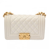 CHANEL シャネル ボーイシャネル チェーンショルダー 20cm パールホワイト A67085 レディース キャビアスキン ショルダーバッグ ABランク 中古 銀蔵