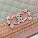 CHANEL シャネル ボーイシャネル チェーンショルダー 20cm レインボー ピンクラッカー金具 A67085 レディース キャビアスキン ショルダーバッグ Bランク 中古 銀蔵