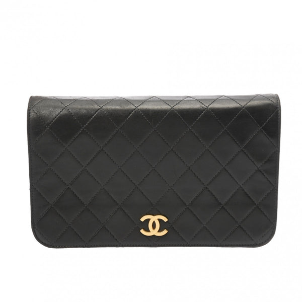 CHANEL シャネル マトラッセ プッシュロック チェーンショルダー 24cm ブラック レディース ラムスキン ショルダーバッグ Bランク 中古 銀蔵