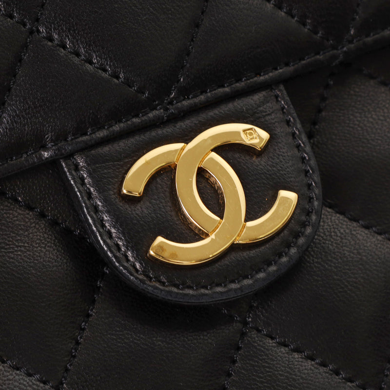 CHANEL シャネル マトラッセ 22cm チェーンショルダー  黒 レディース ラムスキン ショルダーバッグ Bランク 中古 銀蔵