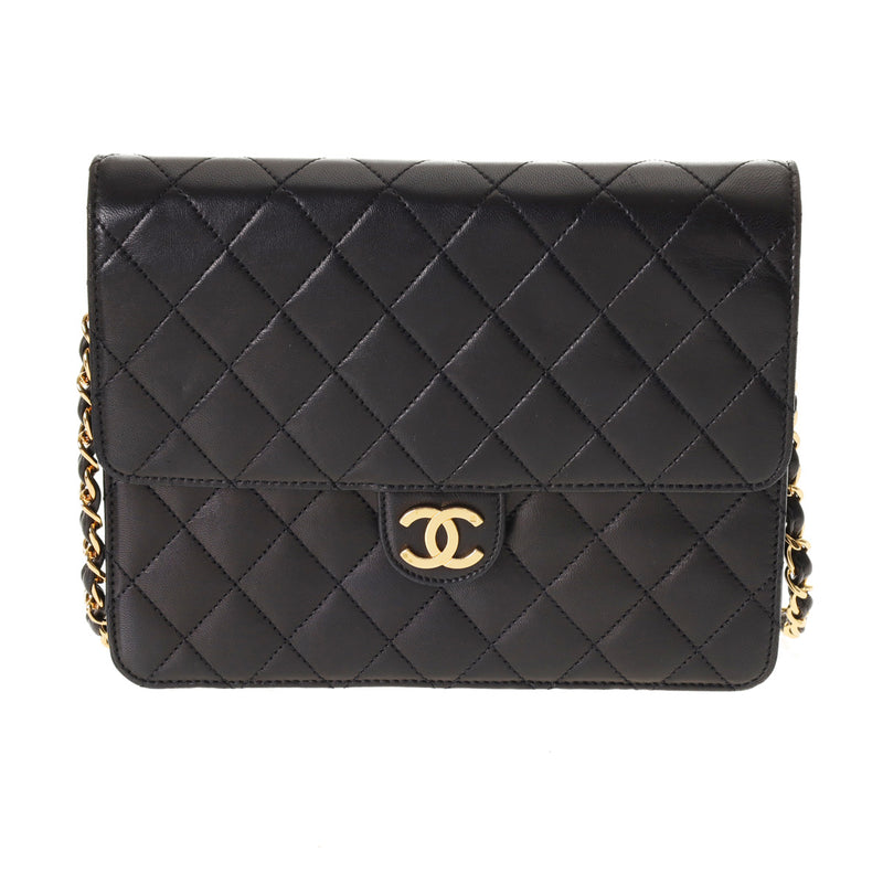 CHANEL シャネル マトラッセ 22cm チェーンショルダー  黒 レディース ラムスキン ショルダーバッグ Bランク 中古 銀蔵