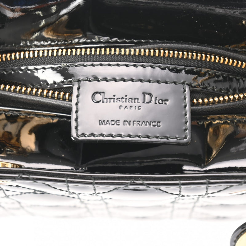 CHRISTIAN DIOR クリスチャンディオール カナージュ レディディオール 2WAYショルダー ブラック レディース エナメル ハンドバッグ Aランク 中古 銀蔵