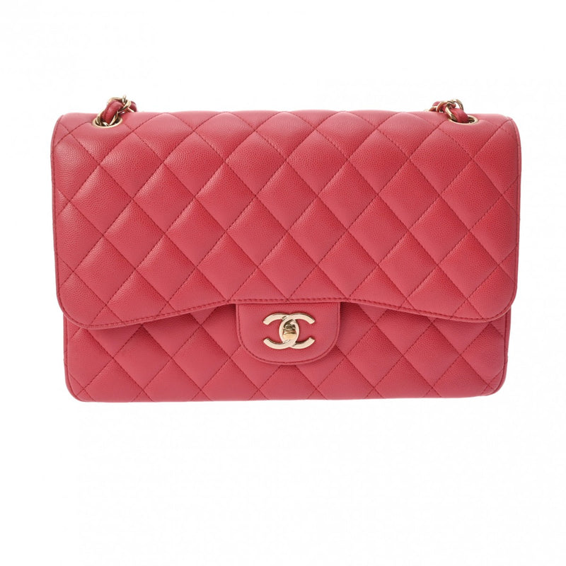 CHANEL シャネル マトラッセ チェーンショルダー Wフラップ 30cm ピンク A58600 レディース キャビアスキン ショルダーバッグ ABランク 中古 銀蔵