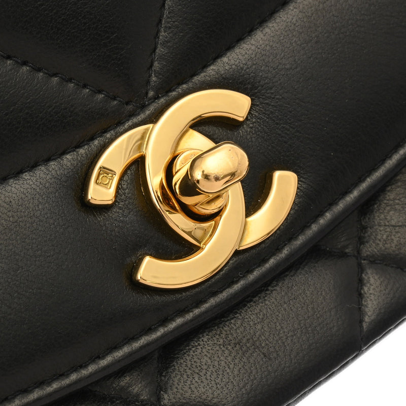 CHANEL シャネル マトラッセ チェーンショルダー ダイアナ 23 ブラック レディース ラムスキン ショルダーバッグ ABランク 中古 銀蔵