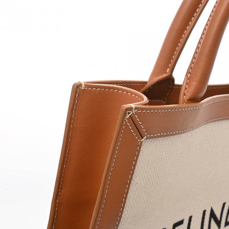 CELINE セリーヌ スモールバーティカルカバ ナチュラル/タン 192082BNZ.02NT レディース キャンバス カーフ 2WAYバッグ Bランク 中古 銀蔵