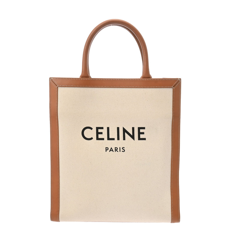 CELINE セリーヌ スモールバーティカルカバ ナチュラル/タン 192082BNZ.02NT レディース キャンバス カーフ 2WAYバッグ Bランク 中古 銀蔵