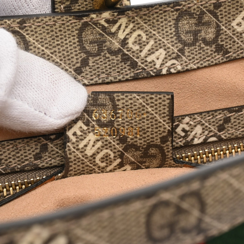 GUCCI グッチ GGスプリーム ジャッキー 1961 ザハッカープロジェクト バレンシアガコラボ アウトレット ベージュ 636706 レディース PVC ショルダーバッグ ABランク 中古 銀蔵