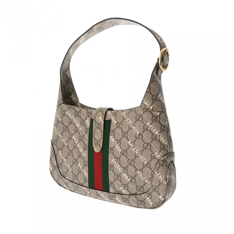 GUCCI グッチ GGスプリーム ジャッキー 1961 ザハッカープロジェクト バレンシアガコラボ アウトレット ベージュ 636706 レディース PVC ショルダーバッグ ABランク 中古 銀蔵