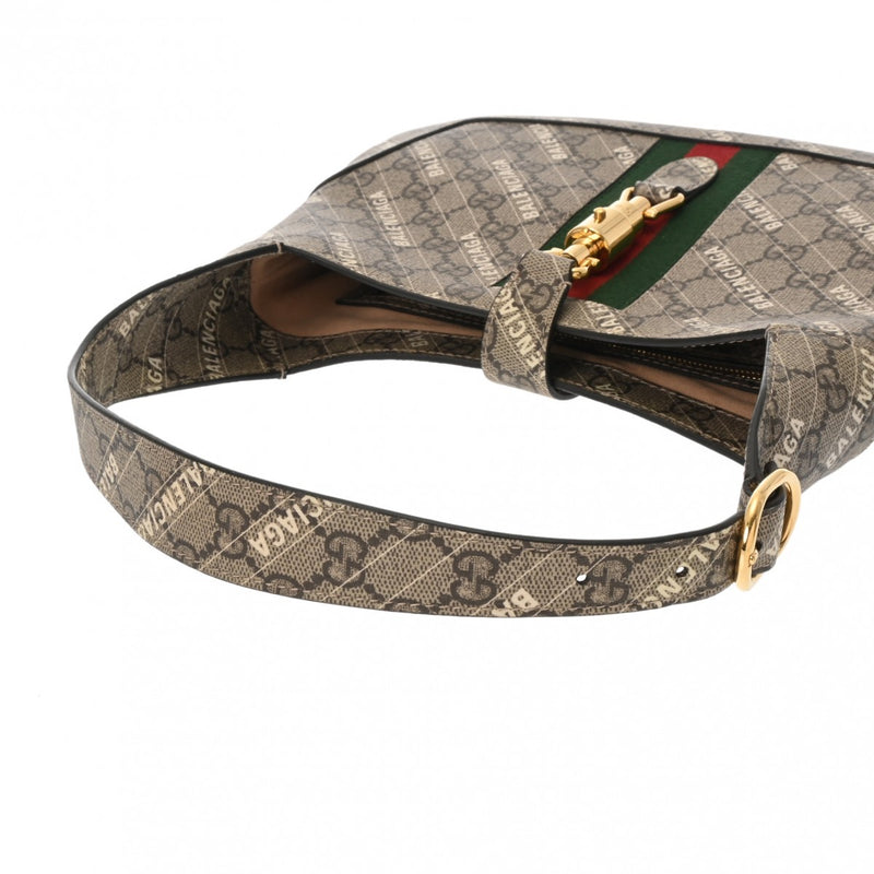 GUCCI グッチ GGスプリーム ジャッキー 1961 ザハッカープロジェクト バレンシアガコラボ アウトレット ベージュ 636706 レディース PVC ショルダーバッグ ABランク 中古 銀蔵