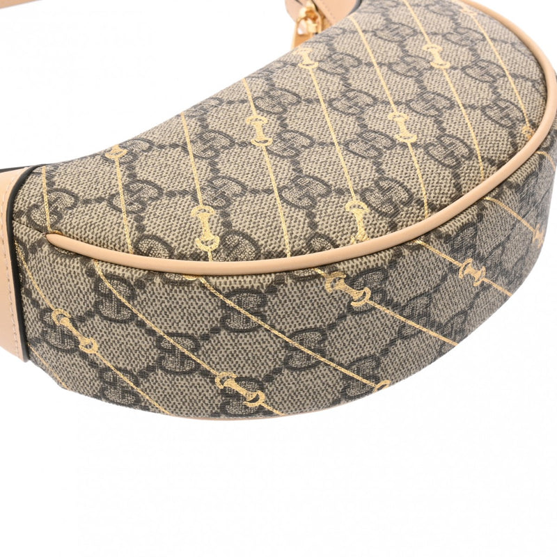 GUCCI グッチ GGスプリーム ミニ セミショルダーバッグ ベージュ/茶 774336 レディース PVC レザー ショルダーバッグ 未使用 銀蔵