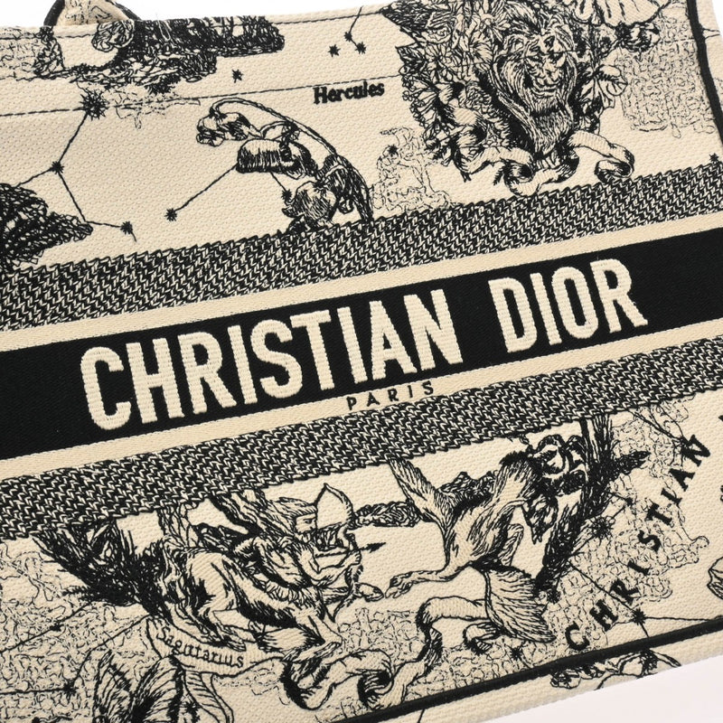 CHRISTIAN DIOR クリスチャンディオール ブックトート ミディアム ゾディアック 白/黒 M1296ZRHZ_M06E レディース キャンバス ハンドバッグ Aランク 中古 銀蔵