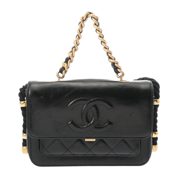 CHANEL シャネル アンヴォーグロープ ブラック AS0074 レディース レザー ショルダーバッグ Aランク 中古 銀蔵