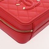 CHANEL シャネル CCフィリグリー スモールバニティ チェーンショルダー レッド A93343 レディース キャビアスキン ハンドバッグ Aランク 中古 銀蔵