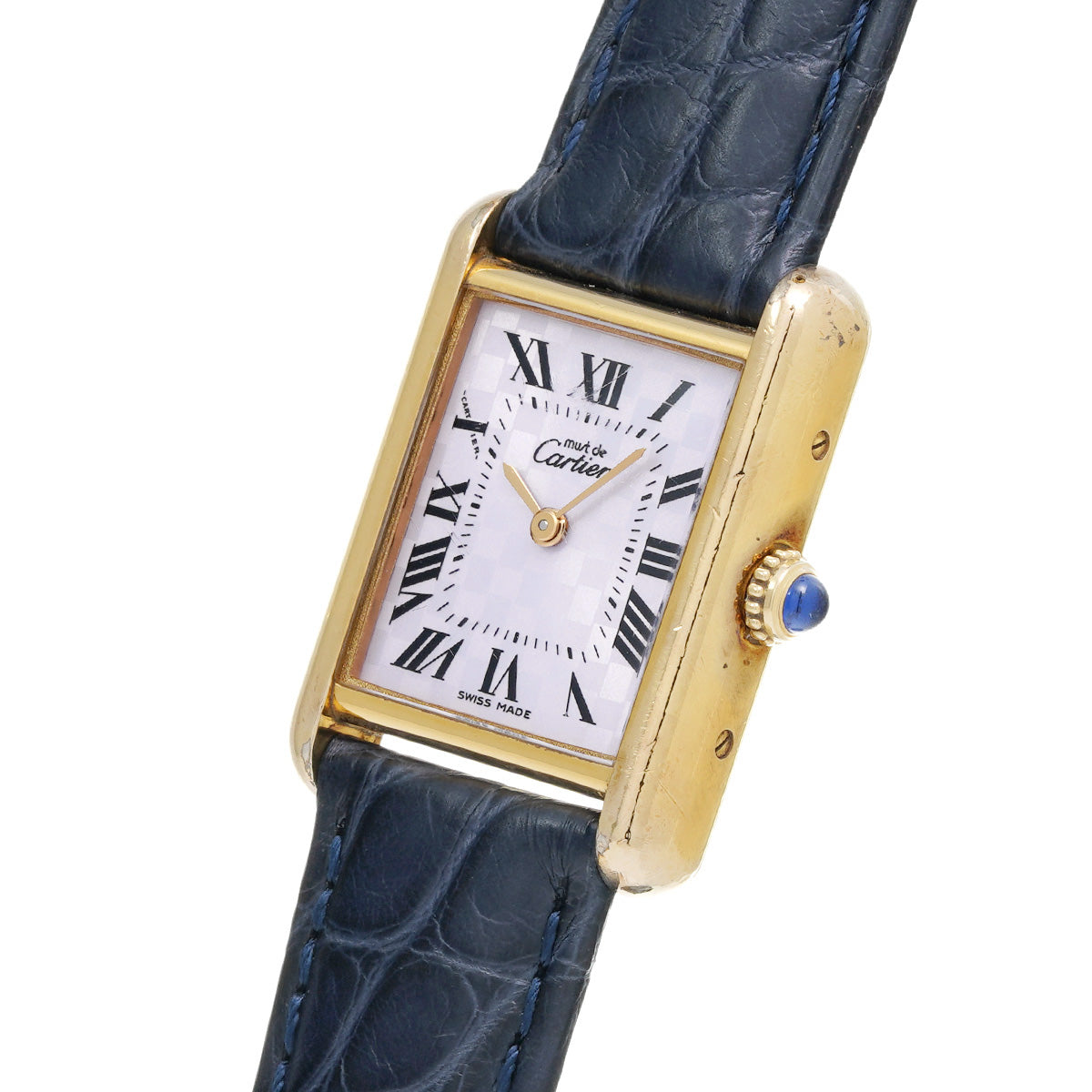 カルティエ 腕時計 マストタンク レディース 中古品 CARTIER カルティエ マストタンク GP/革 クォーツ トリニティ文字盤