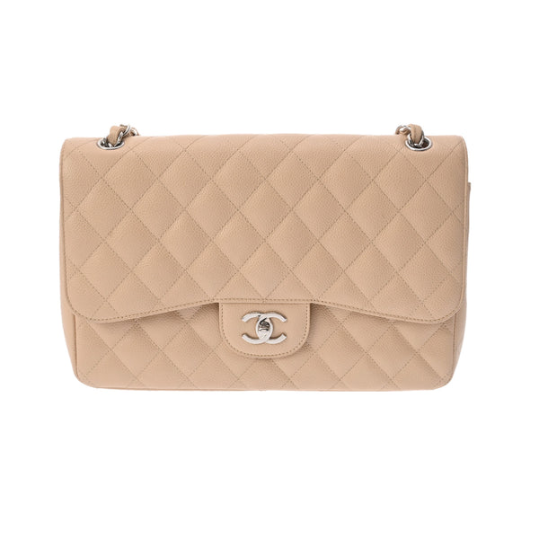 CHANEL シャネル マトラッセ チェーンショルダー Wフラップ 30cm ベージュ A58600 レディース キャビアスキン ショルダーバッグ ABランク 中古 銀蔵