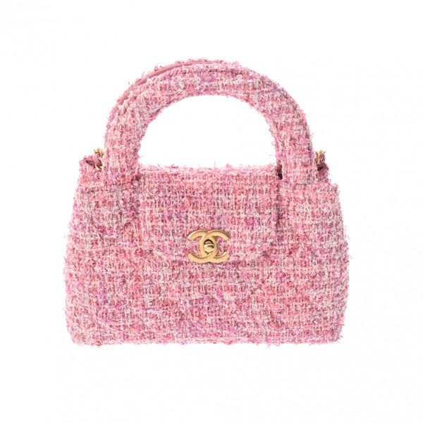 CHANEL シャネル マトラッセ ミニショッピングバッグ ピンク AS4416 レディース ツイード ハンドバッグ Aランク 中古 銀蔵