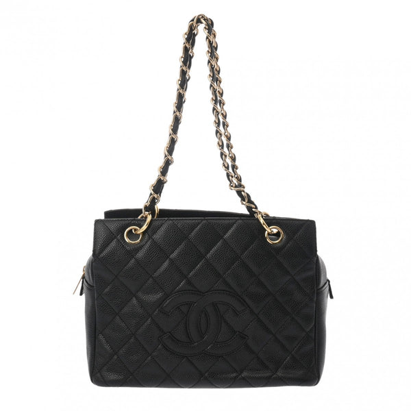 CHANEL シャネル マトラッセ PTT プチタイムレストート ブラック A18004 レディース キャビアスキン ハンドバッグ ABランク 中古 銀蔵