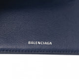 BALENCIAGA バレンシアガ キャッシュ ミニウォレット ネイビー 593813 ユニセックス レザー 三つ折り財布 Bランク 中古 銀蔵