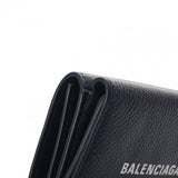 BALENCIAGA バレンシアガ キャッシュ ミニウォレット ネイビー 593813 ユニセックス レザー 三つ折り財布 Bランク 中古 銀蔵