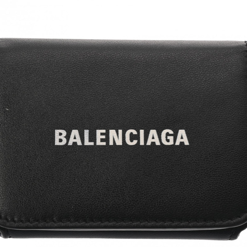 BALENCIAGA バレンシアガ キャッシュ ミニウォレット ブラック 593813 ユニセックス レザー 三つ折り財布 ABランク 中古 銀蔵