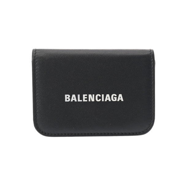 BALENCIAGA バレンシアガ キャッシュ ミニウォレット ブラック 593813 ユニセックス レザー 三つ折り財布 ABランク 中古 銀蔵