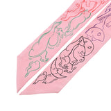 HERMES エルメス ツイリー MILLE ET UN LAPINS レッド/ピンク レディース シルク100％ スカーフ Aランク 中古 銀蔵