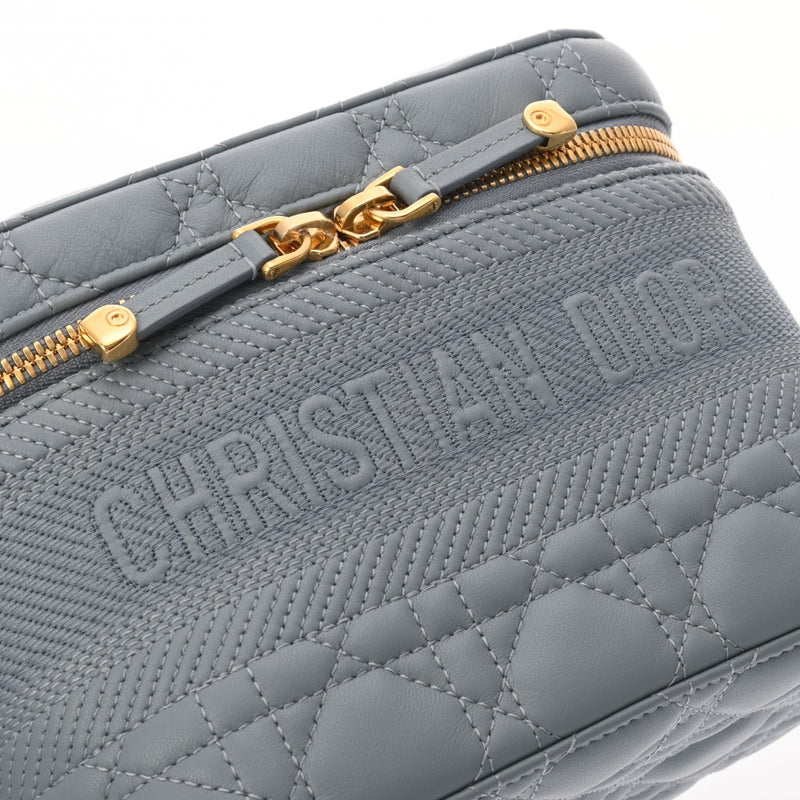 CHRISTIAN DIOR クリスチャンディオール DIORTRAVEL ヴァニティスモール ブルーグレー系 S5488UNTR_M41G レディース レザー ショルダーバッグ Aランク 中古 銀蔵