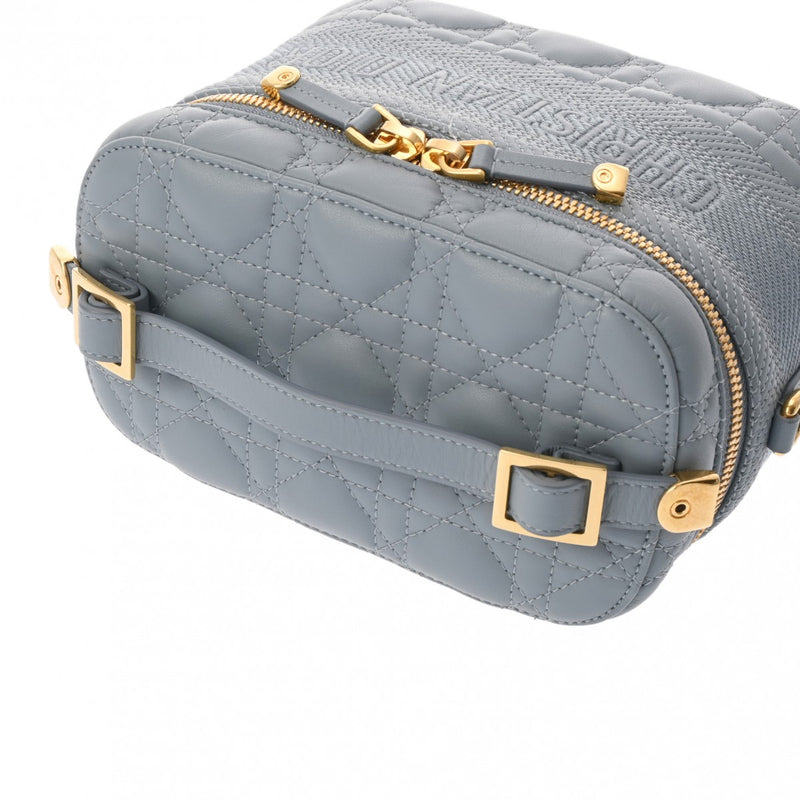 CHRISTIAN DIOR クリスチャンディオール DIORTRAVEL ヴァニティスモール ブルーグレー系 S5488UNTR_M41G レディース レザー ショルダーバッグ Aランク 中古 銀蔵