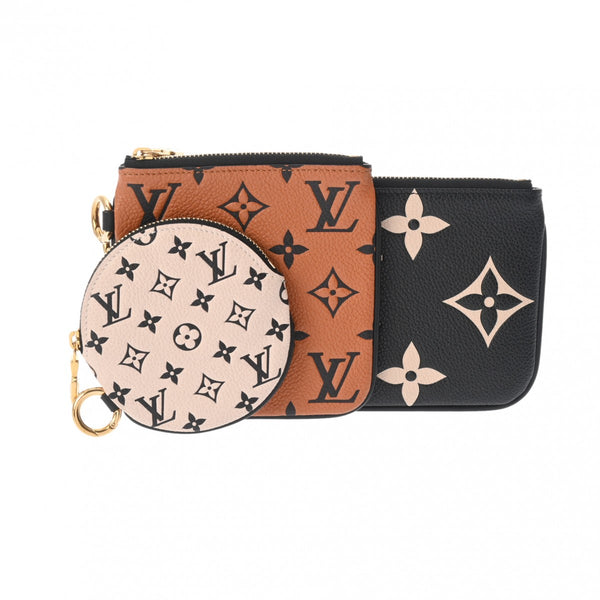 LOUIS VUITTON ルイヴィトン モノグラムアンプラント ポシェットトリオ LVクラフティ 黒/茶/ベージュ M69516 レディース レザー ポーチ Aランク 中古 銀蔵