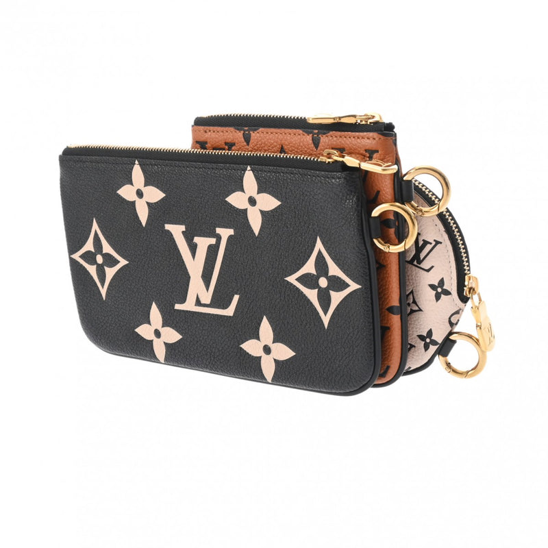 LOUIS VUITTON ルイヴィトン モノグラムアンプラント ポシェットトリオ LVクラフティ 黒/茶/ベージュ M69516 レディース レザー ポーチ Aランク 中古 銀蔵