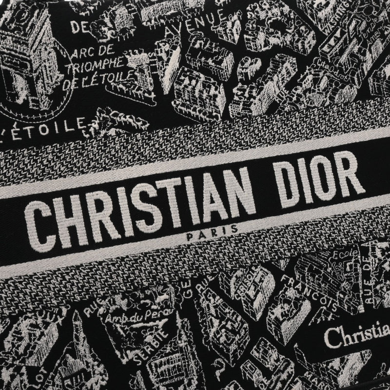 CHRISTIAN DIOR クリスチャンディオール ブックトート ミディアム エンブロイダリー ブラック/ホワイト レディース ジャガード ハンドバッグ ABランク 中古 銀蔵