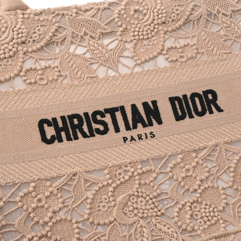 CHRISTIAN DIOR クリスチャンディオール ブックトート スモール ベージュ M1265ZSEL レディース レース キャンバス ハンドバッグ Aランク 中古 銀蔵