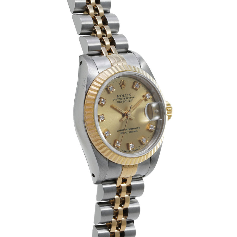 ロレックス デイトジャスト 10Pダイヤ 69173G X番(1993年頃製造) シャンパン/ダイヤモンド レディース 腕時計 自動巻き 中古 銀蔵