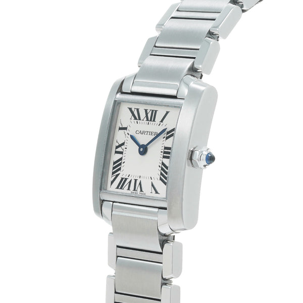 カルティエ タンク フランセーズ SM 新文字盤 W51008Q3 ホワイト レディース 腕時計 クォーツ 中古 銀蔵