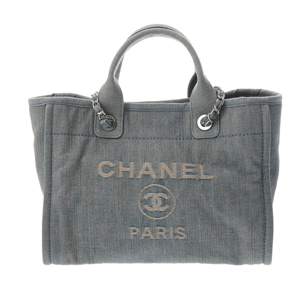 CHANEL シャネル ドーヴィル ショッピングトート ネイビー AS3257 レディース デニム ショルダーバッグ 新同 中古 銀蔵