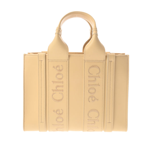 Chloe クロエ ウッディスモールトート イエロー CHC23US397 レディース カーフスキン ハンドバッグ Aランク 中古 銀蔵