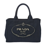 PRADA プラダ カナパミニ ネイビー 1BG439 レディース キャンバス ハンドバッグ Aランク 中古 銀蔵