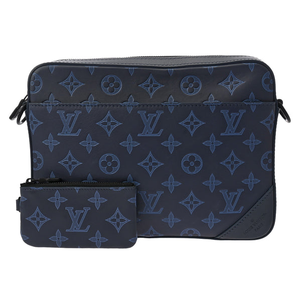 LOUIS VUITTON ルイヴィトン モノグラムシャドウ デュオメッセンジャー ネイビー M45730 メンズ レザー ショルダーバッグ Aランク 中古 銀蔵