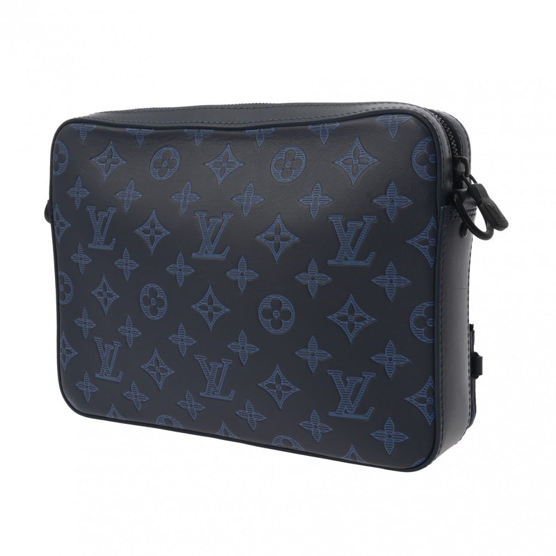 LOUIS VUITTON ルイヴィトン モノグラムシャドウ デュオメッセンジャー ネイビー M45730 メンズ レザー ショルダーバッグ Aランク 中古 銀蔵