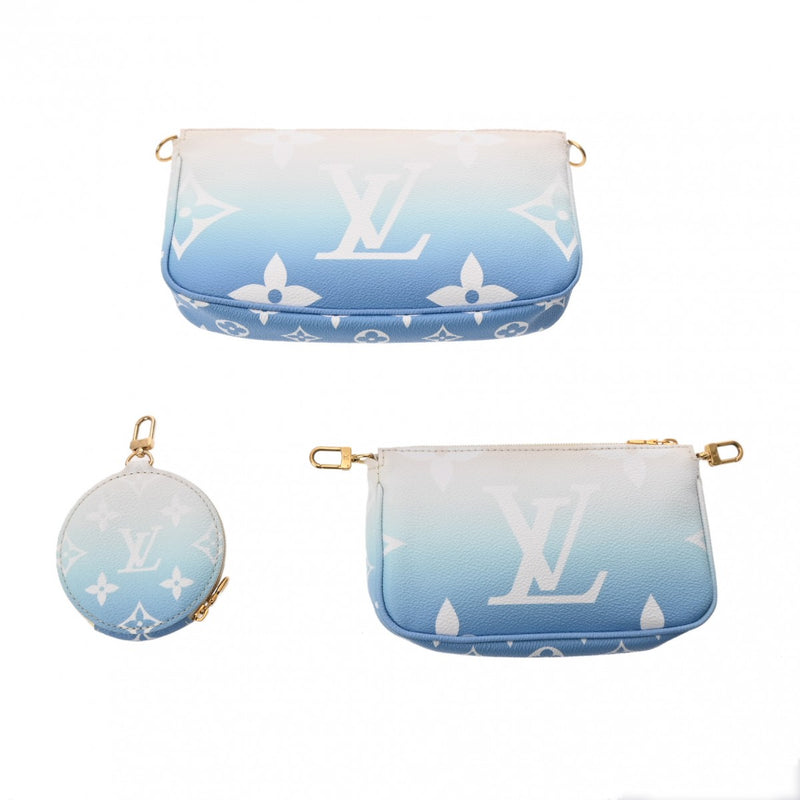 LOUIS VUITTON ルイヴィトン モノグラム ミュルティ ポシェット アクセソワール ブルー/ホワイト M57633 レディース モノグラムキャンバス ショルダーバッグ Aランク 中古 銀蔵