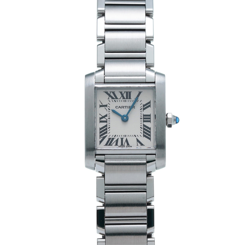 カルティエ タンク フランセーズ SM W51008Q3 ホワイト レディース 腕時計 クォーツ 中古 銀蔵